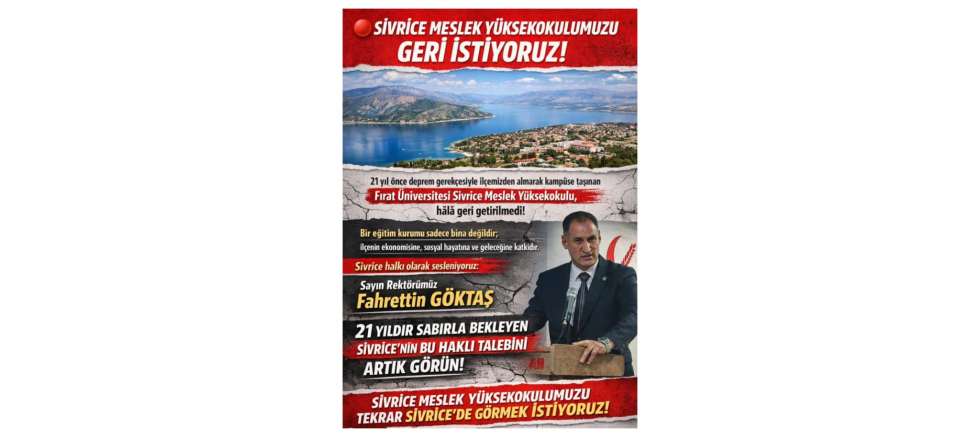 Güven Yıldız: Sivrice Meslek Yüksekokulu İlçemize Geri Getirilmeli - GÜNDEM - İnternetin Ajansı